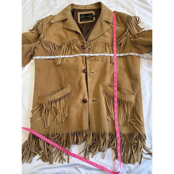 Vintage Sears The Leather Shop Leather Fringe Jacket Brown USA Western - Picture 6 of 16